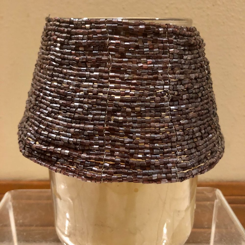 Illuminations Purple Beaded Jar Candle Holder Lamp Shade 3" x 5" New NWoT